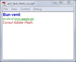 Text cu HTML si CSS in AS3