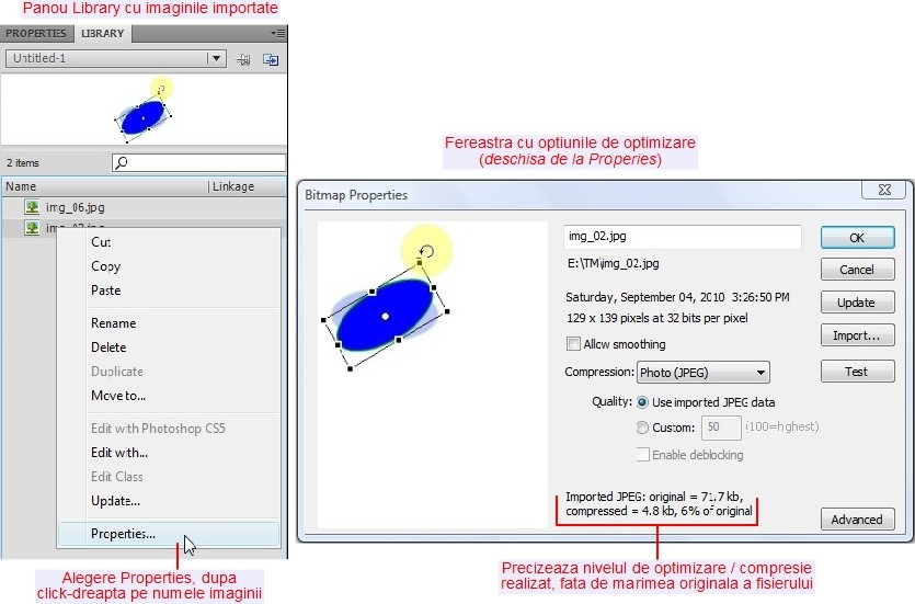 Proprietati optimizare imagini importate